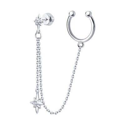 Сапфир каталог товаров Серьга из серебра с фианитом 